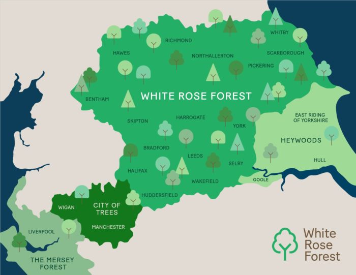 Map showing the White Rose Forest