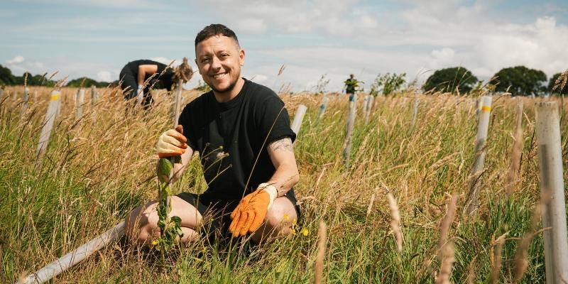 Ash Palmisciano who plays Matty Barton in Emmerdale helps the trees in Gair Wood to thrive.